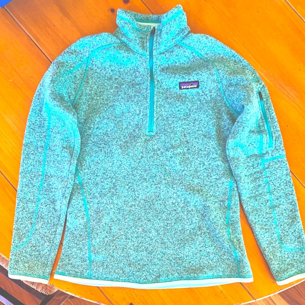 Patagonia Better Sweater quarter zip pullover, sea foam, women’s size Medium